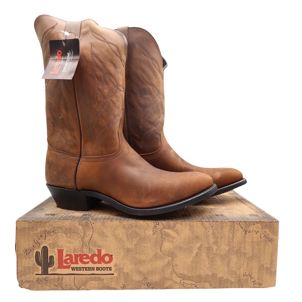 Laredo Western Boots Mens 12‎ D Tan Leather Cowboy 1805 New With Tags